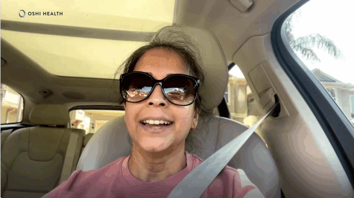 A screengrab of real Oshi patient Zehra L. from her video testimonial